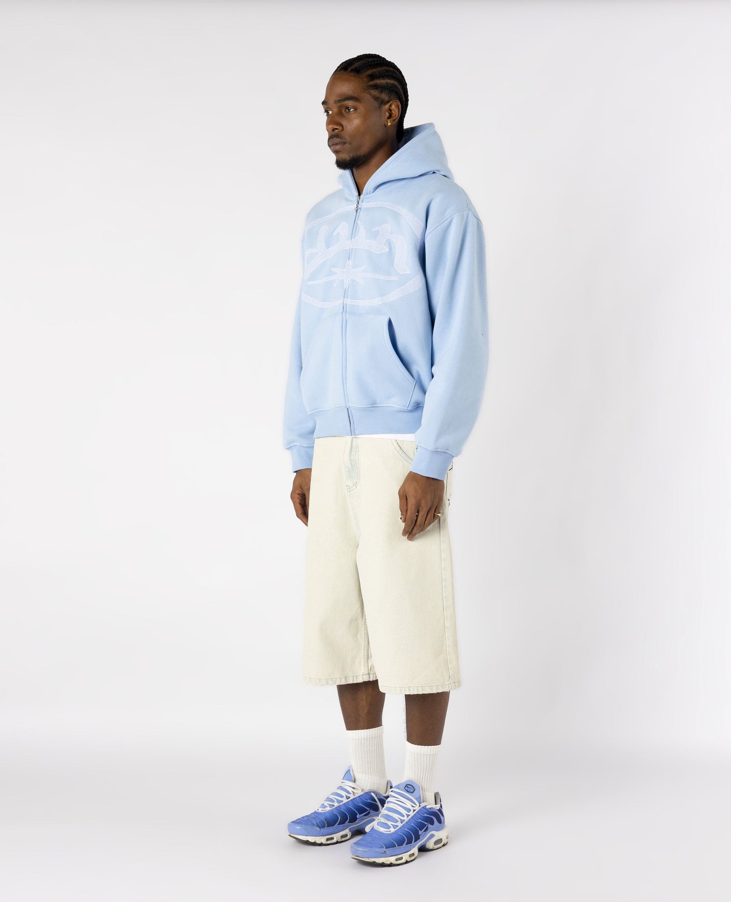 LIGHT BLUE OVERLOGO ZIP