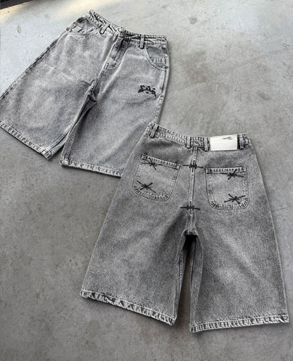GREY DENIM JORT