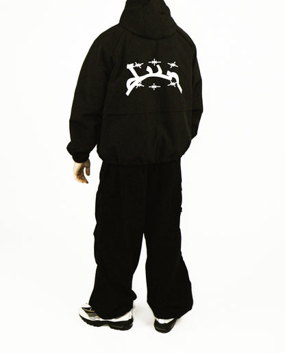 BLACK WINDBREAKER JACKET