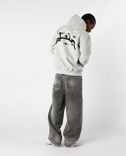 MOTTLED GREY ZIP