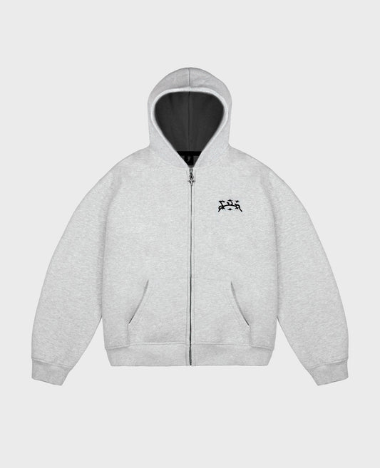 MOTTLED GREY ZIP